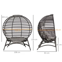 Outsunny Egg Chair with Soft Cushion, Steel Frame and Side Pocket, Garden Patio Basket Chair for Indoor, Outdoor, Brown(m-3)