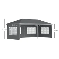 Outsunny 3 x 6m Pop-Up Gazebo, with Removable Walls - Grey(m-3)