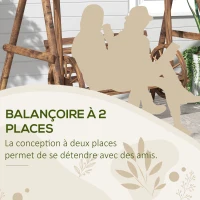 Outsunny Balancelle de jardin 2 places en bois avec accoudoirs Roues Charrette pour le jardin - dim. 200L x 137l x 167H cm(m-5)