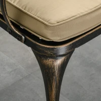 Outsunny 3 Piece Cast Aluminium Garden Bistro Set for 2 with Parasol Hole, Outdoor Coffee Table Set with Cushions - Bronze(m-9)