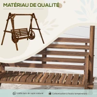 Outsunny Balancelle de jardin 2 places en bois avec accoudoirs Roues Charrette pour le jardin - dim. 200L x 137l x 167H cm(m-4)