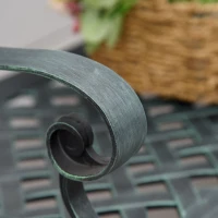 Outsunny Metal Garden Bench for Front Porch, Loveseat Like 2 Person, Armrests, Copper Color Cast Aluminum, Weaving Latticework Outdoor Furniture, Verdigris Green(m-8)