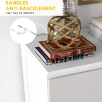 HOMCOM Commode 5 tiroirs meuble de rangement sans poignées design minimaliste 60 x 38 x 100 cm blanc(m-6)