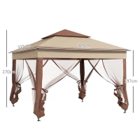 Outsunny 3 x 3(m) Pop Up Gazebo, Double-roof Garden Tent with Netting and Carry Bag, Party Event Shelter for Outdoor Patio, Khaki(m-3)