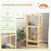 PawHut Cage pour hamsters ou petits animaux en bois 5 niveaux avec échelle niche balançoire 54 x 38 x 131 cm naturel(m-6)