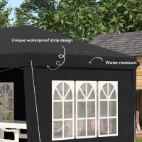 Outsunny 3 x 6m Pop-Up Gazebo, with Removable Walls - Black(m-6)