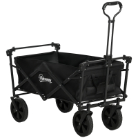 Outsunny Opvouwbare bolderkar met dak, 110L capaciteit, stalen frame, 97x52x105 cm, zwart