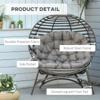 Outsunny Egg Chair with Soft Cushion, Steel Frame and Side Pocket, Garden Patio Basket Chair for Indoor, Outdoor, Brown(m-4)