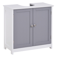 kleankin Mobile sotto lavabo 60cm x 30cm x 60cm Bianco, Grigio