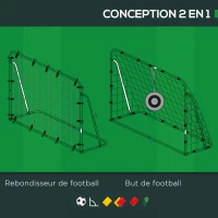 HOMCOM Filet de rebond de football angle réglables avec filet de rebond cible mobile sardines de fixation fournies(m-4)
