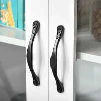 HOMCOM Aparador de Cocina con 2 Botelleros para 8 Botellas de Vino Armario de 2 Puertas de Cristal y Estantes Abiertos Moderno para Comedor Bar 103x34x80 cm Blanco y Roble(m-9)