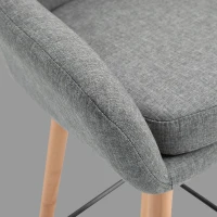 HOMCOM Set of 2 Bar Stools Modern Upholstered Seat Bar Chairs w/ Metal Frame, Solid Wood Legs Living Room Dining Room Fabric Furniture - Grey(m-10)