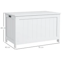 HOMCOM Storage Chest, Modern Storage Trunk with 2 Safety Hinges and Cut-out Handles, Wooden Toy Box for Living Room, Entryway, 76 x 40 x 48 cm, White(m-3)