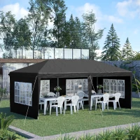 Outsunny 3 x 6m Pop-Up Gazebo, with Removable Walls - Black(m-10)