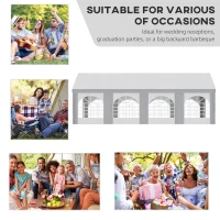 Outsunny 8 x 4m Galvanised Party Tent, Marquee Gazebo with Sides, Eight Windows and Double Doors, for Parties, Wedding and Events(m-4)