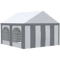 Outsunny 4 x 4m Galvanised Party Tent, Marquee Gazebo with Sides, Four Windows and Double Doors, for Parties, Wedding and Events(m-1)