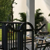 DURHAND Fietsenrek voor 4 fietsen, weerbestendig, extra beugel, 90 x 80 x 80 cm, Zwart(m-8)