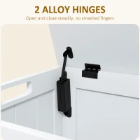 HOMCOM Storage Chest, Modern Storage Trunk with 2 Safety Hinges and Cut-out Handles, Wooden Toy Box for Living Room, Entryway, 76 x 40 x 48 cm, White(m-5)