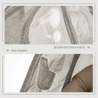 Outsunny Hanging Egg Chair, Folding Texteline Swing Hammock with Side Pocket, Cushion and Stand for Indoor Outdoor, Patio Garden Furniture, Khaki(m-7)