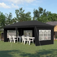 Outsunny 3 x 6m Pop-Up Gazebo, with Removable Walls - Black(m-2)
