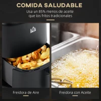 HOMCOM Freidora sin Aceite 3L Freidora de Aire Caliente 1300W con 12 Programas Pantalla LED Táctil Temporizador Temperatura Ajustable y Cesta Antiadherente 29,5x23,8x30,3 cm Negro(m-5)