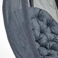 Outsunny Hanging Egg Chair, Folding Texteline Swing Hammock with Side Pocket, Cushion and Stand for Indoor Outdoor, Patio Garden Furniture, Grey(m-8)