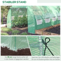 Outsunny Bezoekbare Foliekas, Tuinkas, met Netramen, Metalen Frame, 4x3x2m, Groen(m-6)