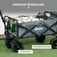 Outsunny Opvouwbare Bolderkar met Koeltas - Stalen Frame - Draagvermogen tot 100 kg - Afmetingen 113x57x77-100 cm - Donkergrijs(m-7)
