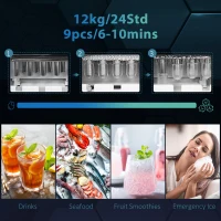 HOMCOM Ice Maker Machine and Water Dispenser, Counter Top Ice Cube Maker for Home with 3L Tank, Adjustable Cube Size, 9 Ice Cubes per 6-10 Minutes, No Plumbing Required, Black(m-6)