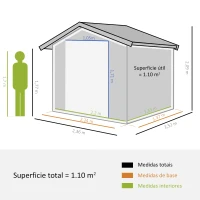 Outsunny Abrigo de Jardim 3m² 152x235,7x208,7 cm Abrigo de Jardim com 2 Portas de Correr e 4 Janelas de Ventilação Madeira e Marrom(m-3)