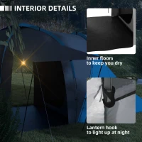 Outsunny Large Camping Tent Tunnel Tent with 2 Bedroom and Living Area, 2000mm Waterproof, Portable with Bag for 4-6 Man, Blue(m-6)