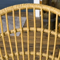 Outsunny Conjunto de Refeição de Vime Sintético de 7 Peças Inclui 6 Cadeiras com Almofadas e Mesa de Vidro Temperado Natural(m-9)