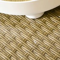 Outsunny Conjunto de Refeição de Vime Sintético de 7 Peças Inclui 6 Cadeiras com Almofadas e Mesa de Vidro Temperado Natural(m-8)