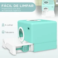 PawHut Caixa de Areia para Gatos com Pá Bandeja Removível 2 Portas Entrada Frontal e Saída Superior 52x41x38,5 cm Verde(m-4)