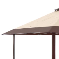 Outsunny Tenda Dobrável 3,85x3,85 m Tenda de Jardim com Telhado Duplo Altura Ajustável para Festas Casamentos Cáqui e Café(m-9)