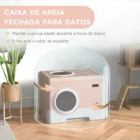 PawHut Caixa de Areia para Gatos com Pá Bandeja Removível 2 Portas Entrada Frontal e Saída Superior 52x41x38,5 cm Rosa(m-7)