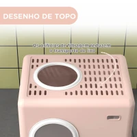 PawHut Caixa de Areia para Gatos com Pá Bandeja Removível 2 Portas Entrada Frontal e Saída Superior 52x41x38,5 cm Rosa(m-6)