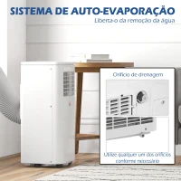 HOMCOM Ar Condicionado Portátil 7000 BTU 760 W com Ecrã LED para 8-15 m² 30x34x69,4 cm Branco(m-6)