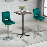 HOMCOM Conjunto de 2 Taburetes de Bar Sillas Altas Modernas con Altura Regulable y Asiento Giratoria con Marco de Metal y Reposapiés 41x51x97-117 cm Verde(m-2)