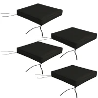 Outsunny 4-Piece Seat Cushions Pillow Replacement, Patio Chair Cushions Set with Ties for Indoor Outdoor, Black(m-1)