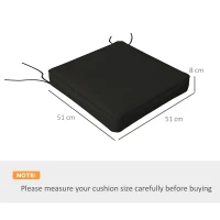 Outsunny 4-Piece Seat Cushions Pillow Replacement, Patio Chair Cushions Set with Ties for Indoor Outdoor, Black(m-3)