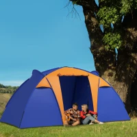 Outsunny Camping Tent with 2 Bedroom, Living Area and Porch, 4-6 Man Large Tunnel Tent, 2000mm Waterproof, Portable with Bag(m-10)