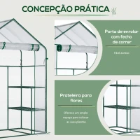 Outsunny Estufa de Jardim com 4 Prateleiras Porta com Fecho de Correr para Cultivo de Plantas Flores Vegetais 142x73x195 cm Verde(m-5)