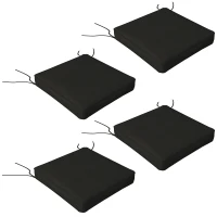 Outsunny 4-Piece Seat Cushions Pillow Replacement, Patio Chair Cushions Set with Ties for Indoor Outdoor, Black(m-11)