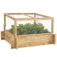 Outsunny 2-In-1 Wooden Greenhouse Planter Box - Natural(m-11)
