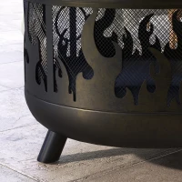 Outsunny Steel Fire Pit BBQ, with Poker - Black(m-9)