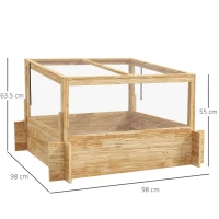 Outsunny 2-In-1 Wooden Greenhouse Planter Box - Natural(m-3)