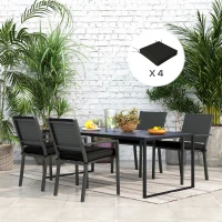 Outsunny 4-Piece Seat Cushions Pillow Replacement, Patio Chair Cushions Set with Ties for Indoor Outdoor, Black(m-2)