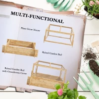 Outsunny 2-In-1 Wooden Greenhouse Planter Box - Natural(m-4)