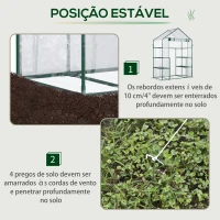 Outsunny Estufa de Jardim com 4 Prateleiras Porta com Fecho de Correr para Cultivo de Plantas Flores Vegetais 142x73x195 cm Verde(m-6)